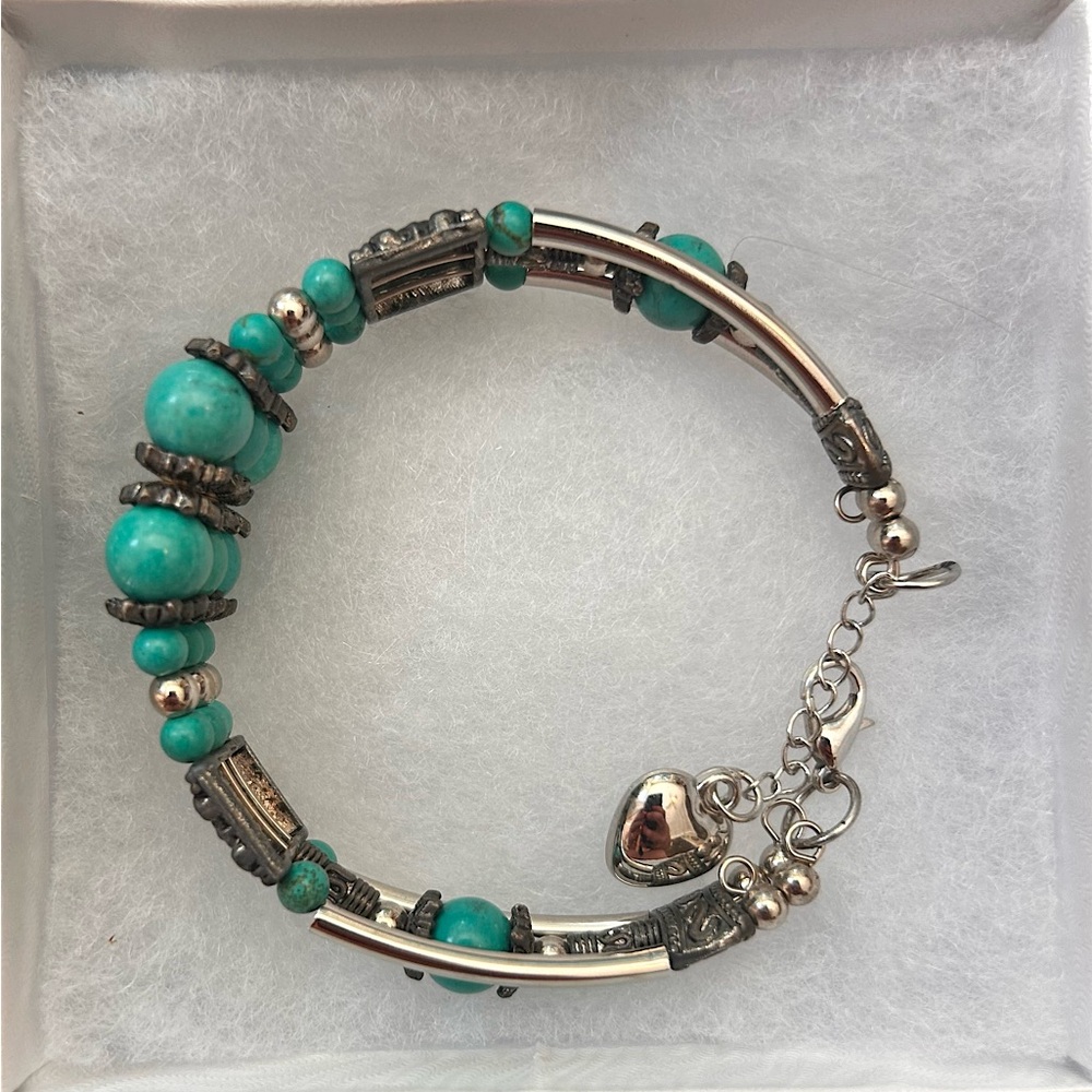 Cuff silver turquoise bracelet